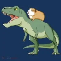 Funny Guinea Pig Riding T Rex Dinosaur T-Shirt thumb 7