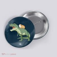 Funny Guinea Pig Riding T Rex Dinosaur Button thumb 0