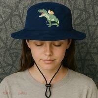 Funny Guinea Pig Riding T Rex Dinosaur Bucket Hat thumb 3