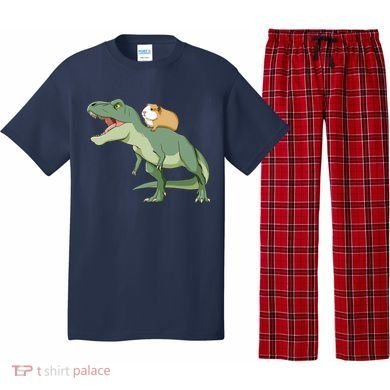 Funny Guinea Pig Riding T Rex Dinosaur Pajama Set