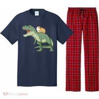 Funny Guinea Pig Riding T Rex Dinosaur Pajama Set thumb 0