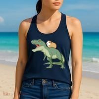 Funny Guinea Pig Riding T Rex Dinosaur Women's Tank Top thumb 2