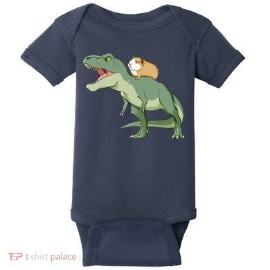 Funny Guinea Pig Riding T Rex Dinosaur Baby Bodysuit