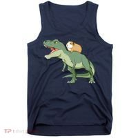 Funny Guinea Pig Riding T Rex Dinosaur Tank Top thumb 0