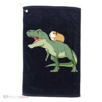 Funny Guinea Pig Riding T Rex Dinosaur Golf Towel thumb 0