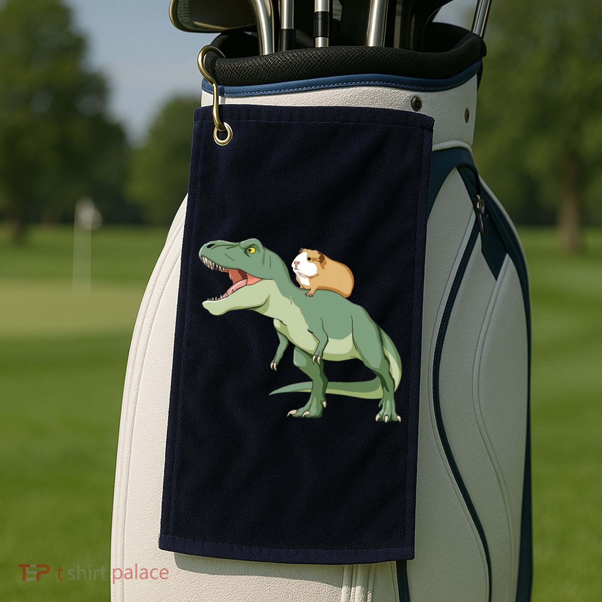 Funny Guinea Pig Riding T Rex Dinosaur Golf Towel