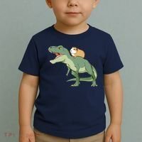 Funny Guinea Pig Riding T Rex Dinosaur Toddler T-Shirt thumb 2