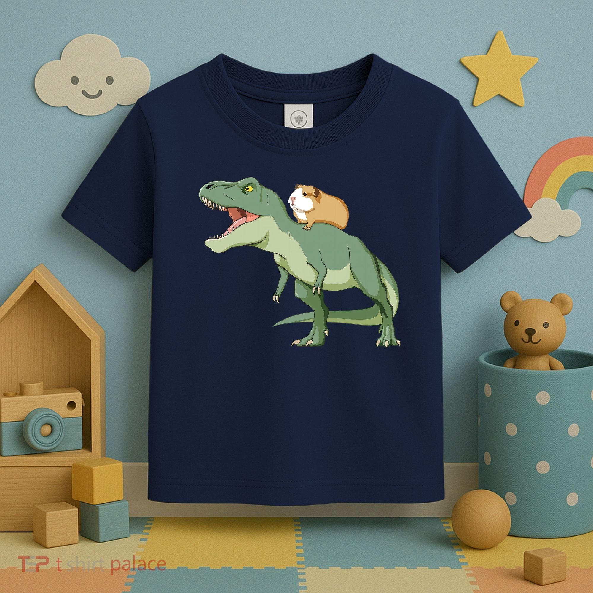Funny Guinea Pig Riding T Rex Dinosaur Toddler T-Shirt