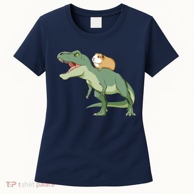 Funny Guinea Pig Riding T Rex Dinosaur Women's T-Shirt