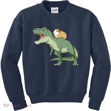 Funny Guinea Pig Riding T Rex Dinosaur Kids Sweatshirt