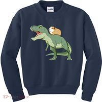 Funny Guinea Pig Riding T Rex Dinosaur Kids Sweatshirt thumb 0