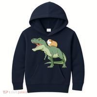 Funny Guinea Pig Riding T Rex Dinosaur Kids Hoodie thumb 0
