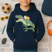 Funny Guinea Pig Riding T Rex Dinosaur Kids Hoodie thumb 2