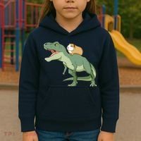 Funny Guinea Pig Riding T Rex Dinosaur Kids Hoodie thumb 3