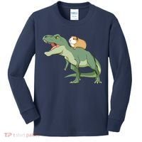 Funny Guinea Pig Riding T Rex Dinosaur Kids Long Sleeve Shirt thumb 0