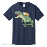 Funny Guinea Pig Riding T Rex Dinosaur Kids T-Shirt thumb 0