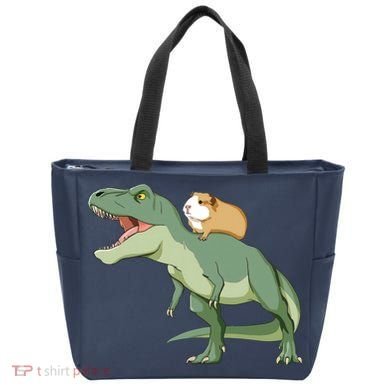 Funny Guinea Pig Riding T Rex Dinosaur Tote Bag