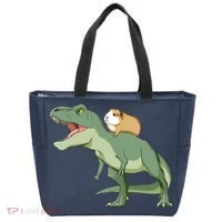 Funny Guinea Pig Riding T Rex Dinosaur Tote Bag thumb 0