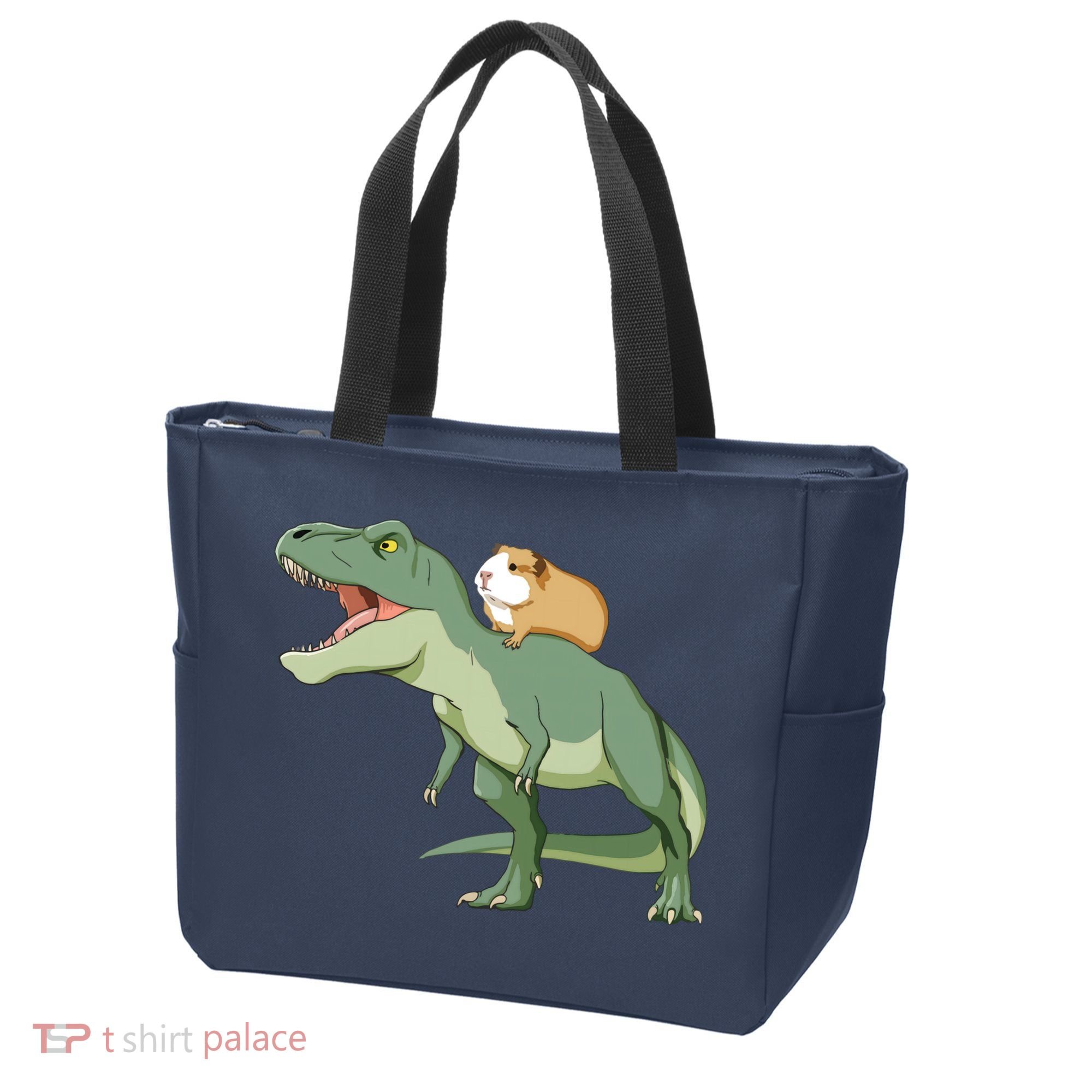 Funny Guinea Pig Riding T Rex Dinosaur Tote Bag