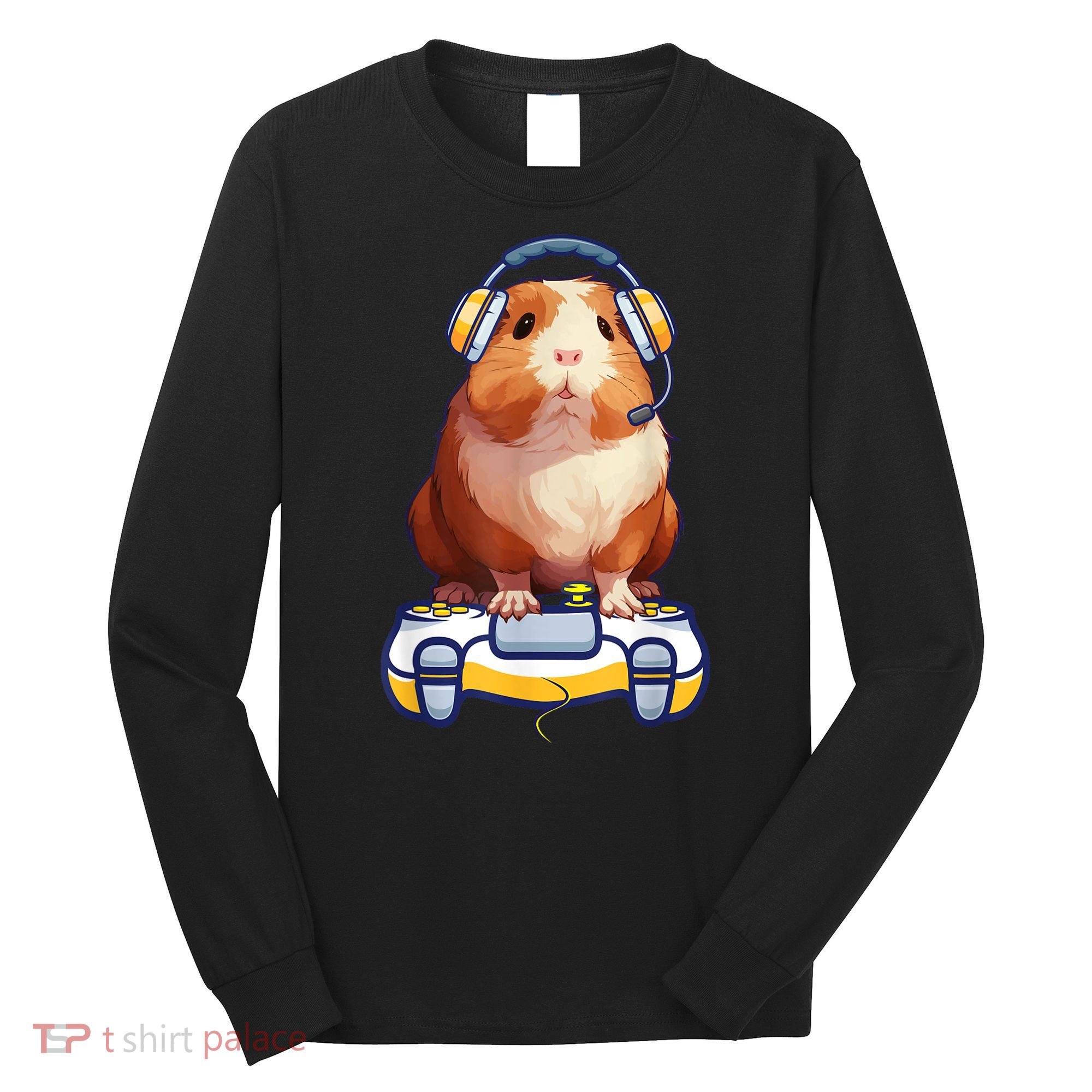Funny Guinea Pig And Video Gamer Lover Fluffy Cavy Gamers Long Sleeve Shirt