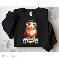 Funny Guinea Pig And Video Gamer Lover Fluffy Cavy Gamers Sweatshirt thumb 2
