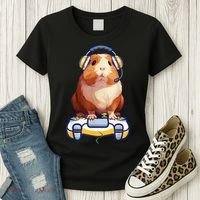 Funny Guinea Pig And Video Gamer Lover Fluffy Cavy Gamers Women's T-Shirt thumb 3