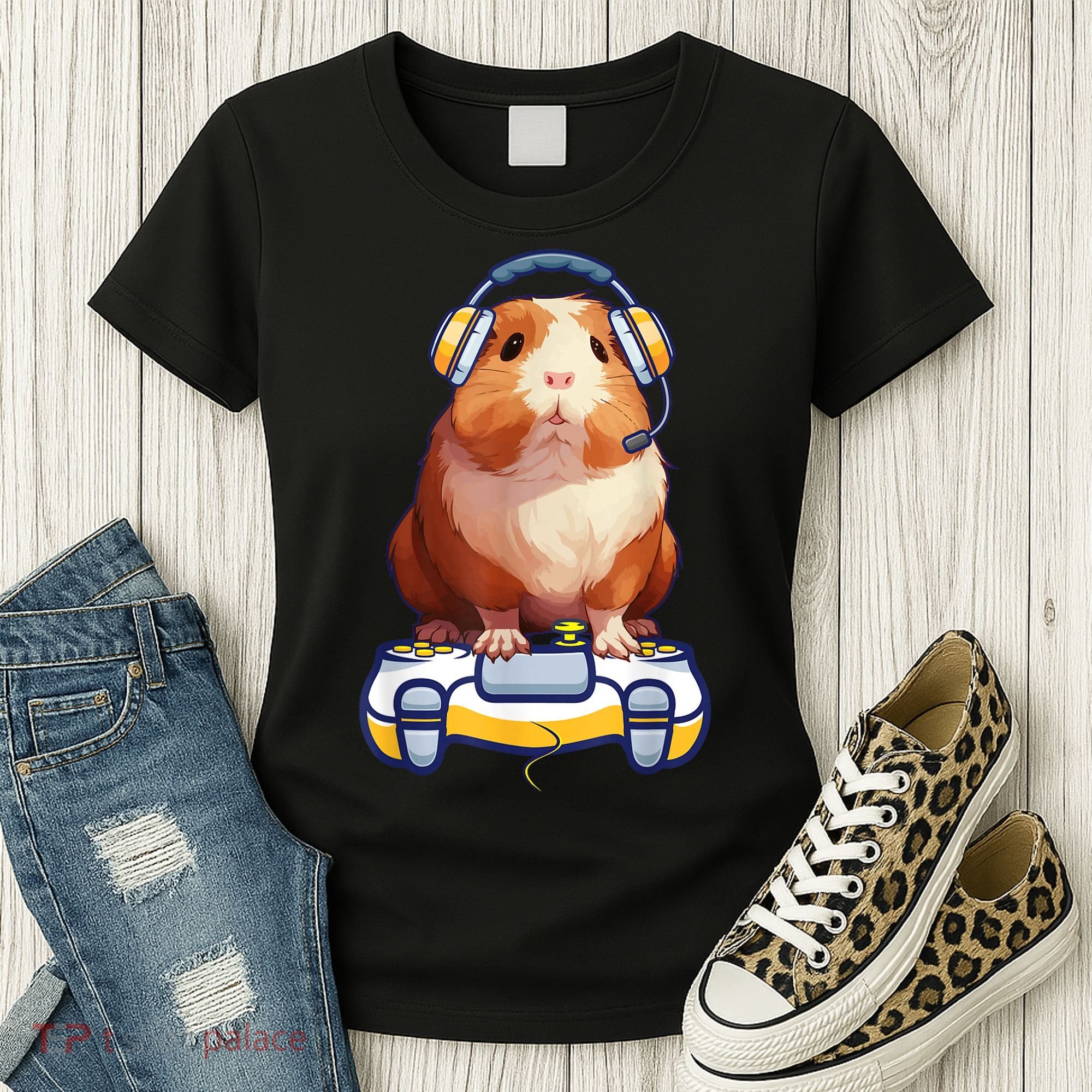 Funny Guinea Pig And Video Gamer Lover Fluffy Cavy Gamers Women's T-Shirt