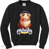 Funny Guinea Pig And Video Gamer Lover Fluffy Cavy Gamers Kids Sweatshirt thumb 0