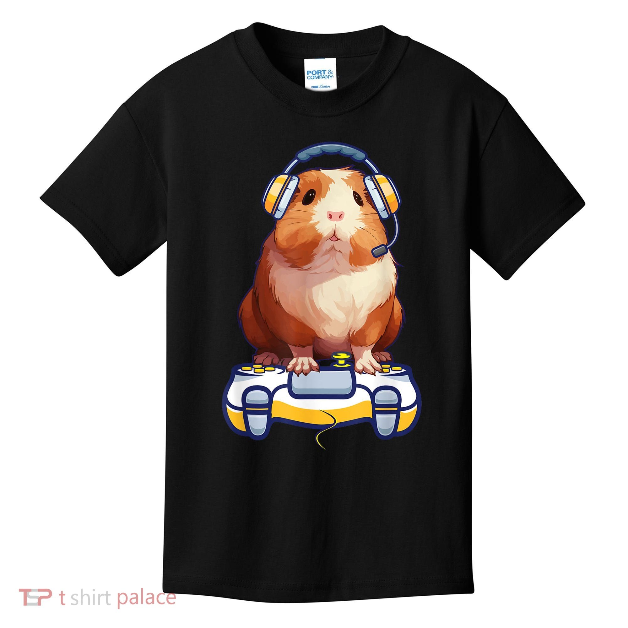 Funny Guinea Pig And Video Gamer Lover Fluffy Cavy Gamers Kids T-Shirt