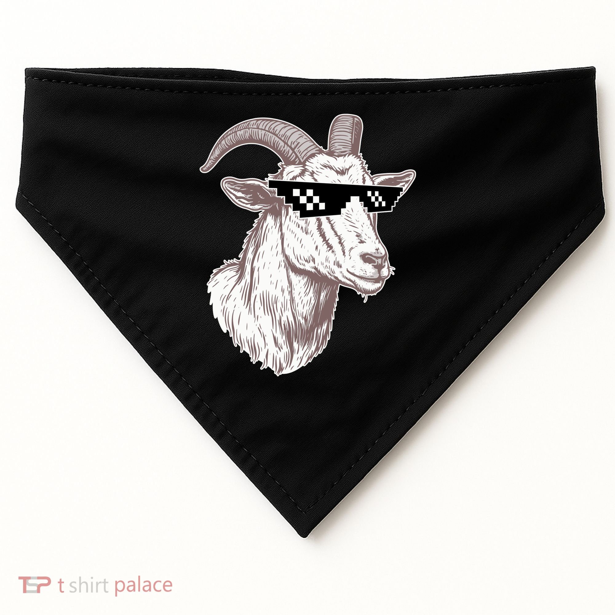 Funny GOAT Pixel Sunglasses Meme USA-Made Doggie Bandana