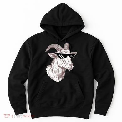 Funny GOAT Pixel Sunglasses Meme Hoodie