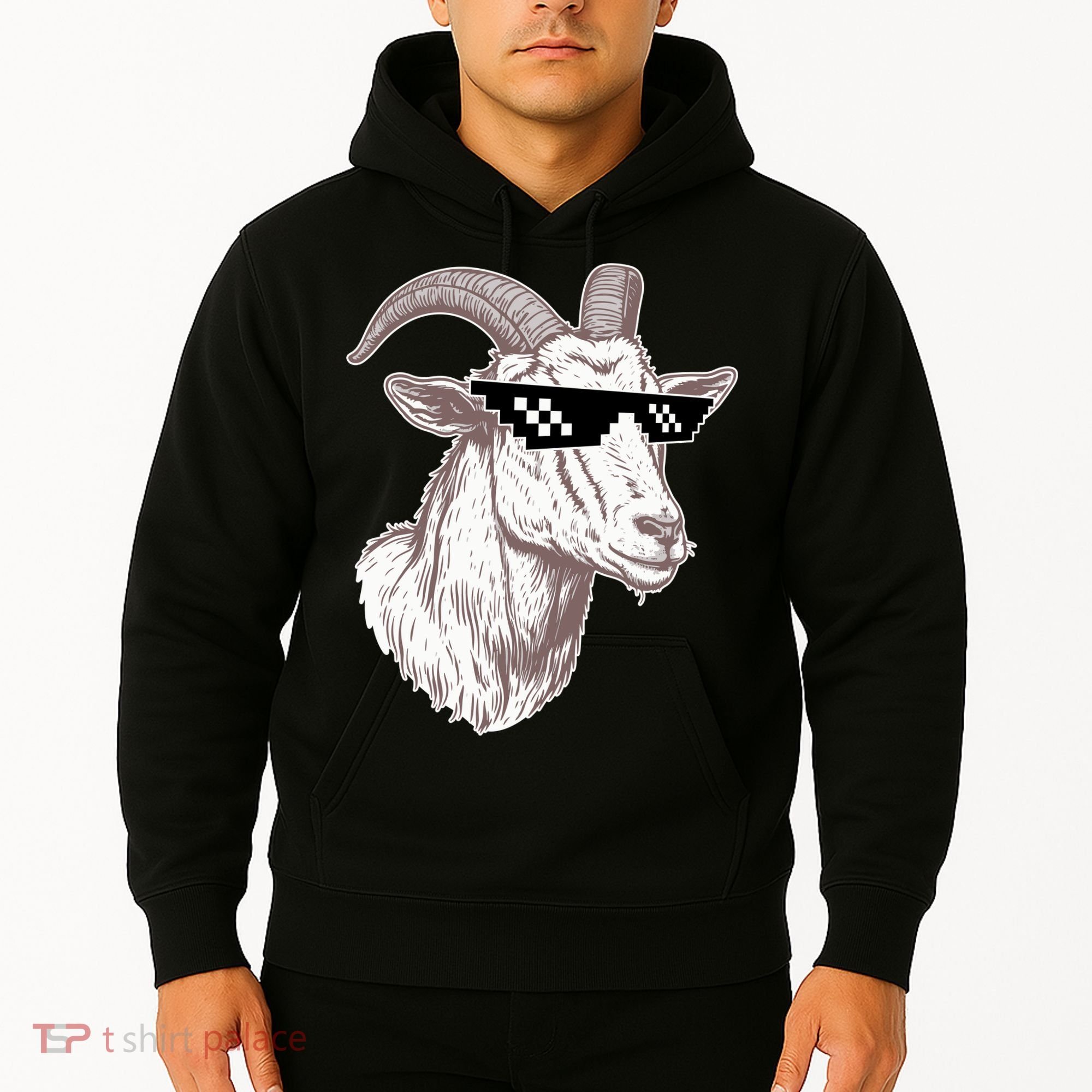 Funny GOAT Pixel Sunglasses Meme Hoodie