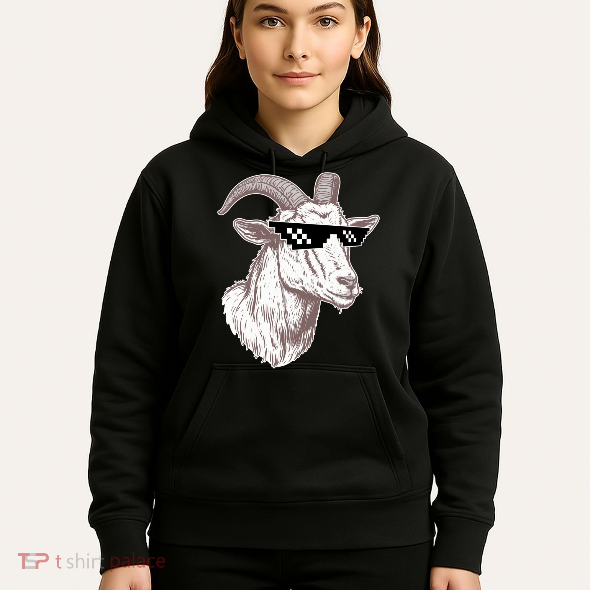 Funny GOAT Pixel Sunglasses Meme Hoodie