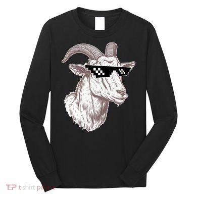 Funny GOAT Pixel Sunglasses Meme Long Sleeve Shirt