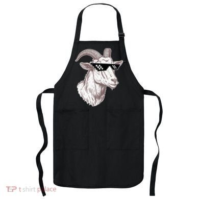 Funny GOAT Pixel Sunglasses Meme Apron
