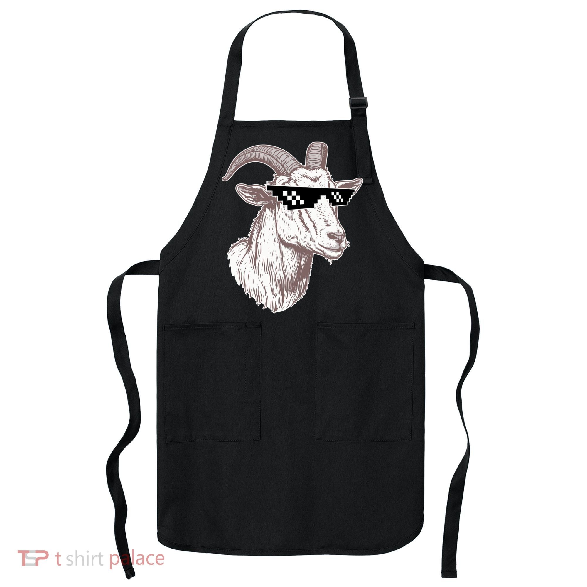 Funny GOAT Pixel Sunglasses Meme Apron