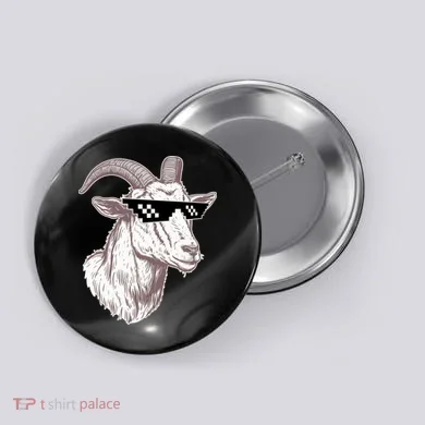 Funny GOAT Pixel Sunglasses Meme Button