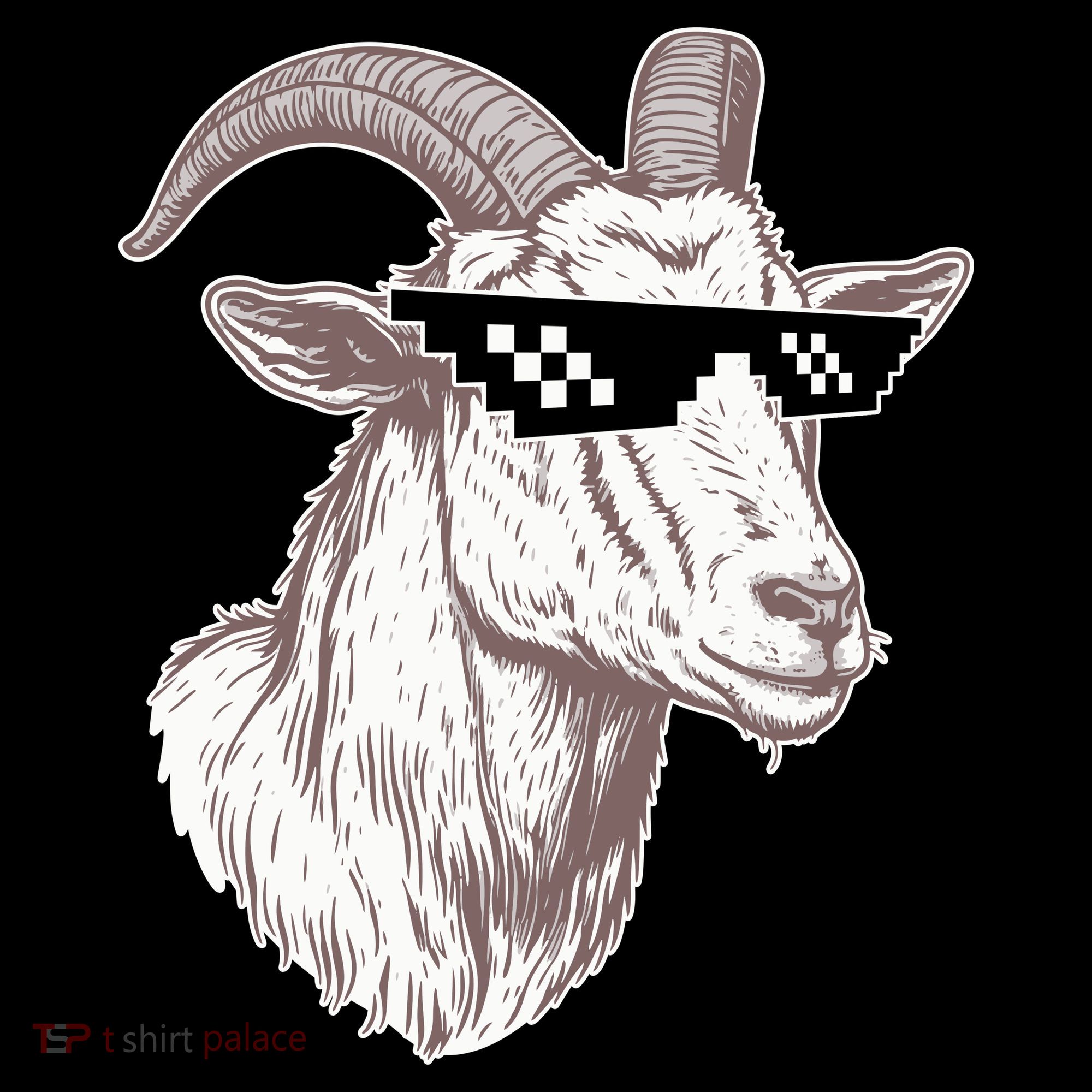 Funny GOAT Pixel Sunglasses Meme Button