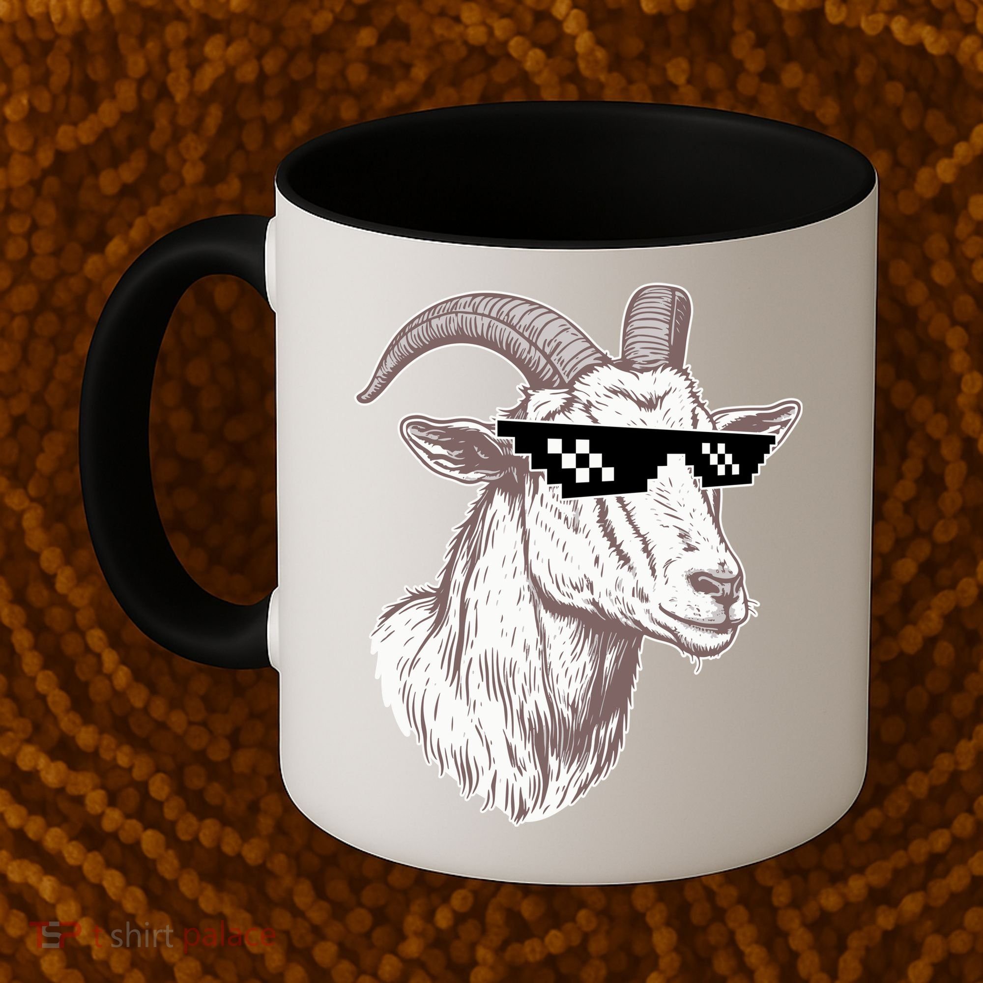 Funny GOAT Pixel Sunglasses Meme Coffee Mug