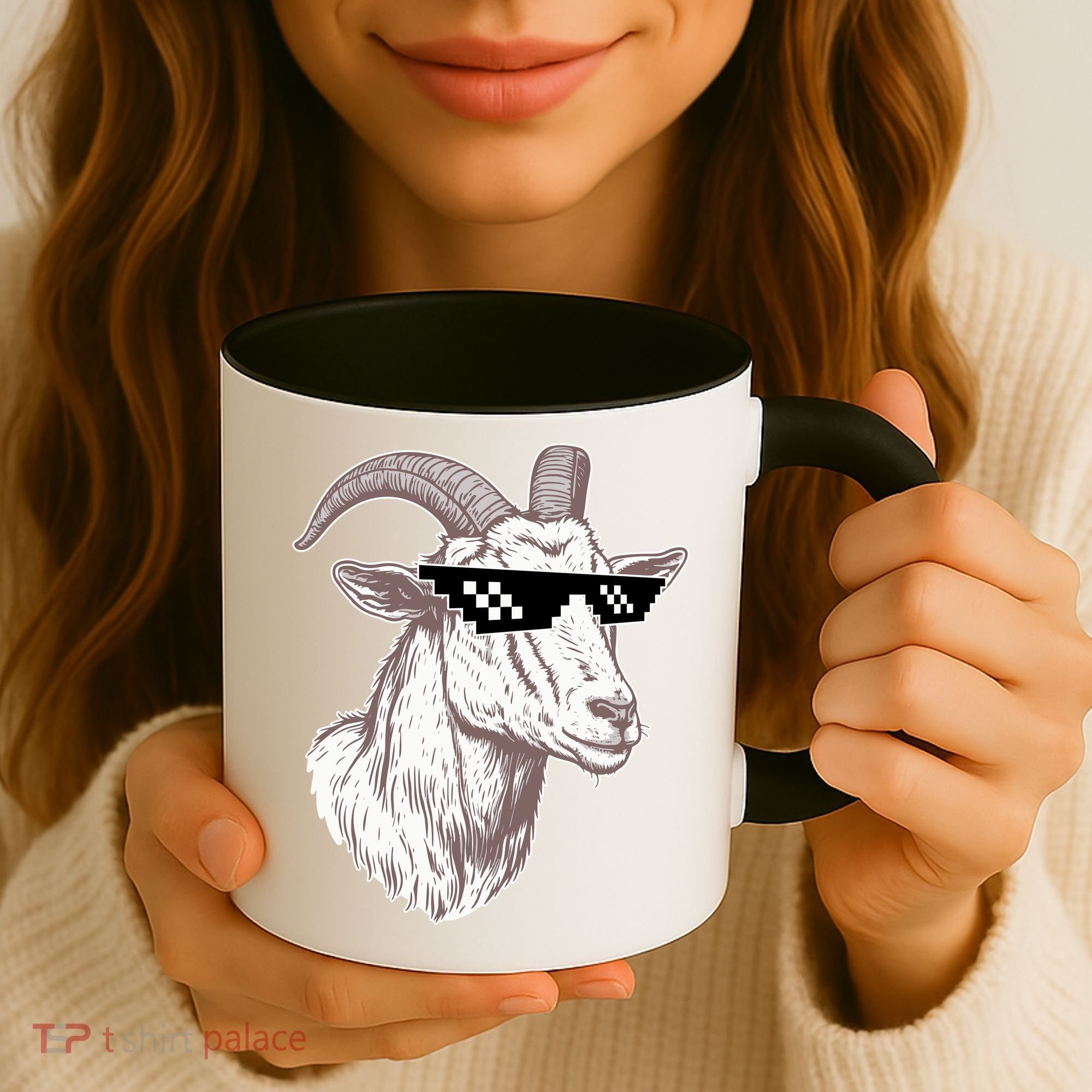 Funny GOAT Pixel Sunglasses Meme Coffee Mug