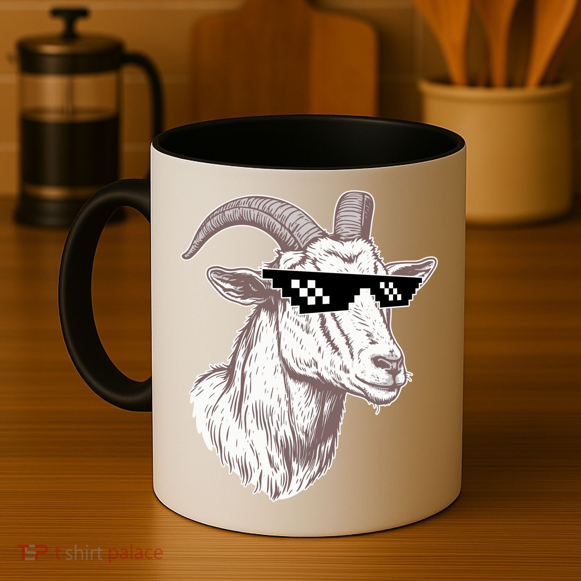 Funny GOAT Pixel Sunglasses Meme Coffee Mug