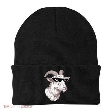 Funny GOAT Pixel Sunglasses Meme Beanie