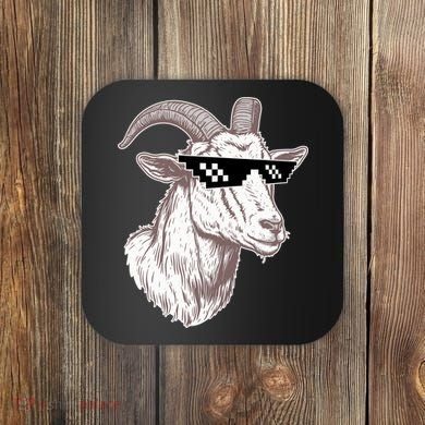 Funny GOAT Pixel Sunglasses Meme Coaster