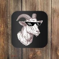 Funny GOAT Pixel Sunglasses Meme Coaster thumb 0