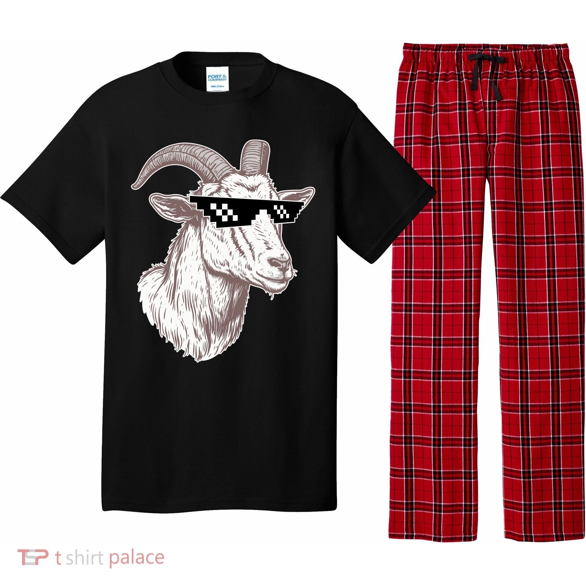 Funny GOAT Pixel Sunglasses Meme Pajama Set