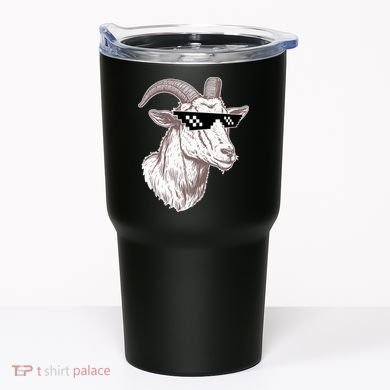 Funny GOAT Pixel Sunglasses Meme Tumbler