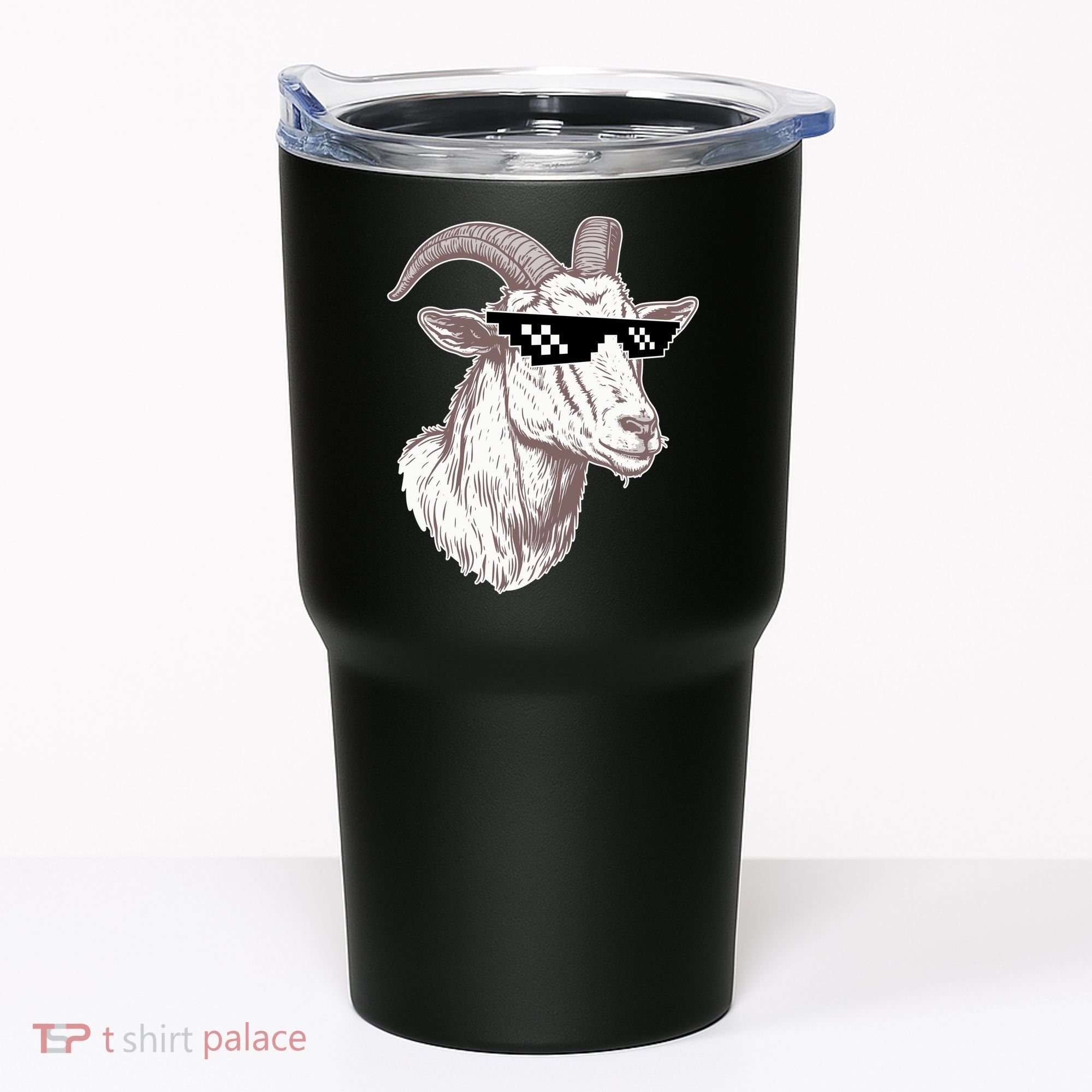 Funny GOAT Pixel Sunglasses Meme Tumbler