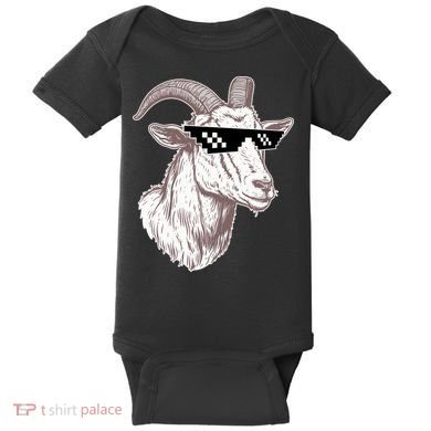 Funny GOAT Pixel Sunglasses Meme Baby Bodysuit