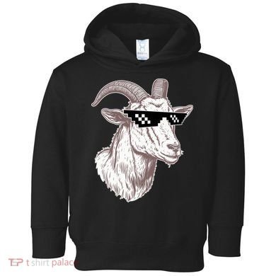 Funny GOAT Pixel Sunglasses Meme Toddler Hoodie