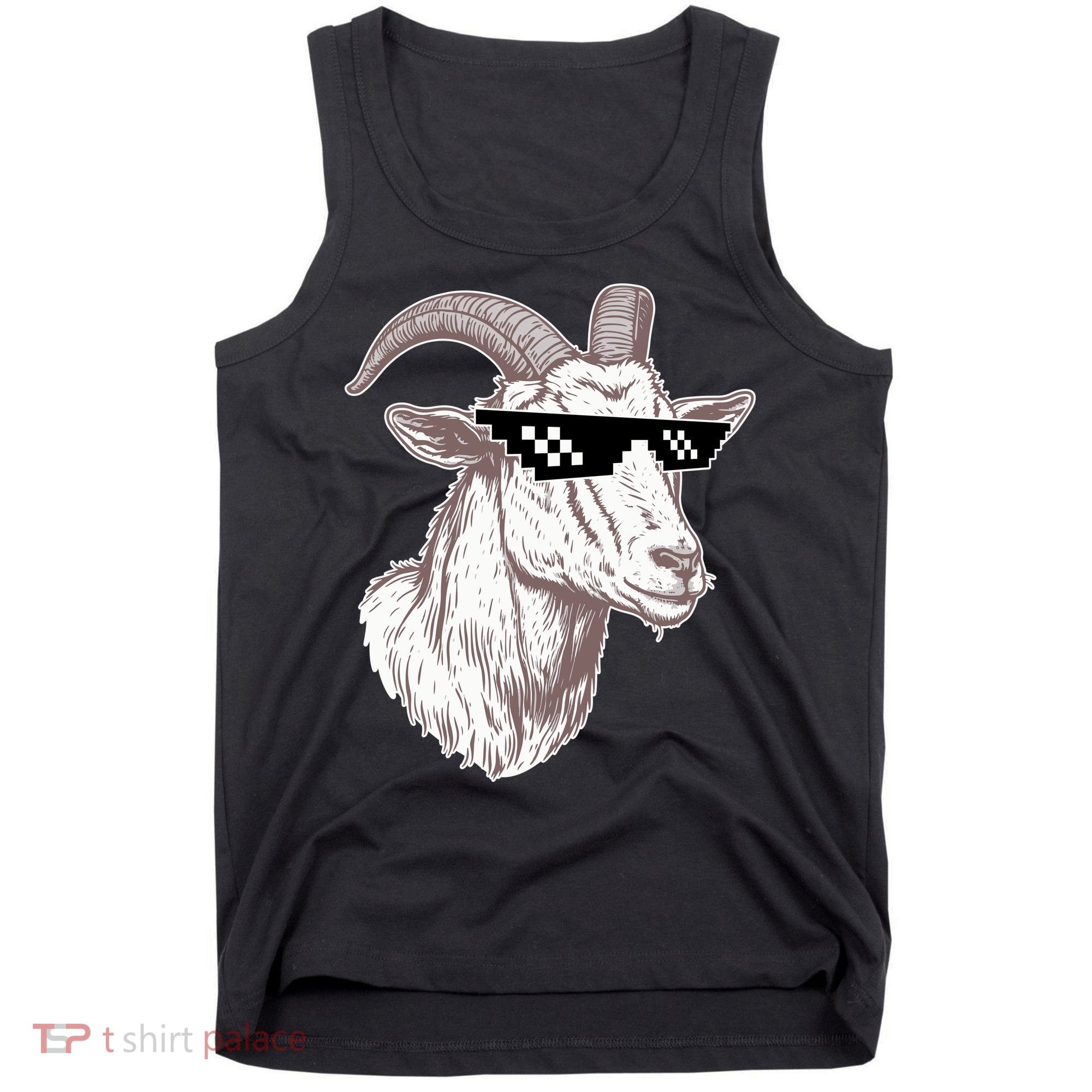 Funny GOAT Pixel Sunglasses Meme Tank Top